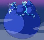 2020 absurd_res air_inflation ambiguous_gender argentite belly belly_expansion belly_inflation big_belly black_eyes blue_body cel_shading cheek_bulge close_to_bursting colored creaking dialga digital_media_(artwork) dinosaur dragon expansion feral generation_4_pokemon hi_res huge_belly hyper hyper_belly hyper_inflation inflation inflation_fetish legendary_pokemon male mythological_creature mythological_scalie mythology nintendo pokemon pokemon_(species) puffed_cheeks purple_background red_sclera reptile scalie shaded simple_background solo
