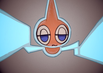 ambiguous_feral ambiguous_gender bedroom_eyes blue_eyes feral holding_viewer looking_at_viewer narrowed_eyes orange_body seductive simple_background solo miii_cho nintendo pokemon generation_4_pokemon normal_rotom pokemon_(species) rotom