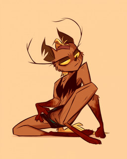 anthro blonde_hair clothed clothing eyebrows female flashing flashing_pussy flat_chested frown fur genitals hair long_eyebrows looking_away mohawk mullet orange_body orange_fur pose pussy_peek shaved_sides simple_background sitting skinny skinny_anthro skinny_female slim solo torn_clothing vulva fluttershythekind mythology madeline_gevaudan canid canine mammal mythological_canine mythological_creature werecanid werecanine werecreature werewolf hi_res