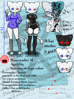 ambiguous_gender black_clothing black_legwear black_stockings bodysuit cadiet_m cadiet_no_1 clothing hoodie introduction legwear robotic_body skinsuit solo standing stockings text tight_clothing toeless_legwear topwear domestic_cat felid feline felis humanoid mammal english_text hi_res
