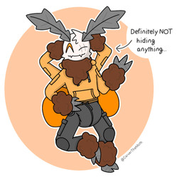4_arms ^w^ ambiguous_gender ankle_tuft antennae_(anatomy) anthro arm_tuft belt bottomwear cargo_pants clean_diaper clothed clothing diaper diaper_under_clothing diaper_under_pants eye_scar facial_scar gesture hand_on_hip hands_behind_head hoodie insect_wings leaning leaning_backward leg_tuft multi_arm multi_limb neck_tuft on_one_leg orange_eyes pants scar simple_background smile smiling_at_viewer solo standing text topwear tuft waving wearing_diaper wings wrist_tuft carverthemoth carver_(carverthemoth) arthropod insect lepidopteran moth 1:1 2026 artist_name colored digital_drawing_(artwork) digital_media_(artwork) english_text full-length_portrait portrait shaded watermark