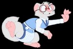 3_toes barefoot claws clothed clothing diaper diaper_fetish embarrassed eyewear feet feral glasses male nerd round_glasses soles solo toe_claws toes wearing_diaper zenfetcher alexander_luthor domestic_ferret mammal mustelid musteline true_musteline weasel absurd_res alpha_channel hi_res