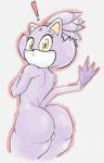 anthro big_butt butt female fur huge_butt nude simple_background solo yellow_eyes pachislot sega sonic_the_hedgehog_(series) blaze_the_cat felid feline mammal absurd_res hi_res