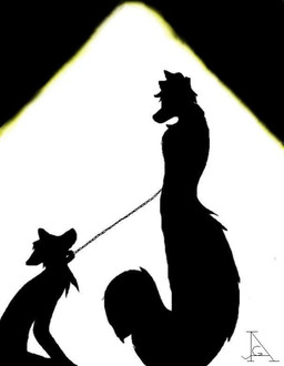 absent anthro chain chain_leash collar dominant dominant_male duo holding_leash holding_object leash leash_pull male male/male master silhouette slave submissive submissive_male tail jag_(artist) absent_frequency canid canine canis domestic_dog husky mammal nordic_sled_dog spitz digital_media_(artwork)