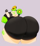 big_breasts big_butt breasts butt female green_nipples huge_breasts huge_butt hyper hyper_breasts hyper_butt machine nipples simple_background solo thick_thighs yellow_eyes ex0nsfw blizzard_entertainment overwatch orisa_(overwatch) omnic robot absurd_res hi_res shaded