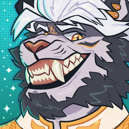 anthro beard clothed clothed_anthro clothed_male clothing ear_cuff ear_piercing facial_hair facial_markings fur green_background grin grinning_at_viewer gums hair head_markings looking_at_viewer male markings piercing pink_nose purple_body purple_fur simple_background smile smiling_at_viewer solo teeth white_clothing white_hair yellow_clothing yellow_eyes azzles kygehn felid mammal pantherine tiger 1:1 bust_portrait portrait