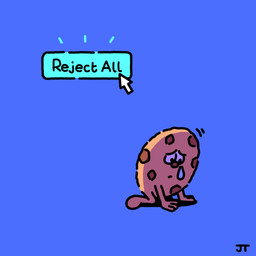 3_fingers ambiguous_gender bar_emanata biped black_eyes blue_background bodily_fluids brown_body cookie crying cursor emanata featureless_feet feet fingers food motion_lines mouse_cursor mouth_closed narrowed_eyes not_furry nude red_nose sad shadow simple_background solo tears text james_turner food_creature 1:1 2023 digital_drawing_(artwork) digital_media_(artwork) english_text hi_res shaded signature simple_shading