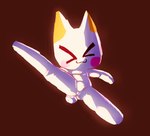 >_< anthro blush butt chibi eyes_closed featureless_crotch fur male maroon_background on_ground one_leg_up perineum raised_leg simple_background smile solo spread_legs spreading tail white_body white_fur yellow_inner_ear conditional_dnp holoski doko_demo_issho sony_corporation sony_interactive_entertainment toro_inoue bobtail_cat domestic_cat felid feline felis mammal digital_media_(artwork) hi_res lineless shaded sketch