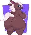 anthro big_breasts big_butt breasts butt female huge_butt looking_at_viewer nipples rear_view solo standing thick_thighs wide_hips capikeeta animal_crossing nintendo reneigh_(animal_crossing) equid equine horse mammal absurd_res hi_res