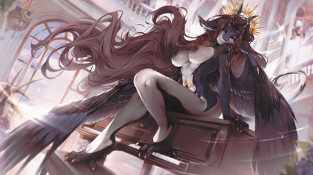 4_fingers 5_fingers anthro areola big_breasts biped blue_body blue_feathers blue_wings breasts brown_hair claws countershade_torso countershading feathered_wings feathers feet female finger_claws fingers front_view grand_piano hair horn inside keyboard_instrument long_hair musical_instrument navel nipples nude nude_anthro nude_female piano sitting solo tail toe_claws toes wings strigiformes mythology rhea_sol dragon mythological_creature mythological_scalie scalie 2025 digital_drawing_(artwork) digital_media_(artwork)