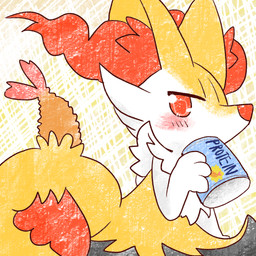 ambiguous_anthro ambiguous_gender anthro biped blush can container dipstick_tail food holding_can holding_container holding_object looking_at_viewer markings shrimp_(food) side_view simple_background snout solo tail tail_markings annyui0611 nintendo pokemon braixen canid generation_6_pokemon mammal pokemon_(species) 1:1 2022 bust_portrait digital_drawing_(artwork) digital_media_(artwork) hi_res japanese_description portrait translated_description