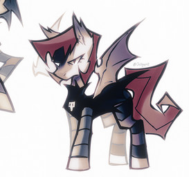 alternative_fashion ambiguous_gender clothed clothed_feral clothing dress duo feral feralized goth hair hooves membrane_(anatomy) membranous_wings mostly_offscreen_character ponification quadruped simple_background tail wings chillguy42 friendship_is_magic hasbro invader_zim my_little_pony nickelodeon gaz_membrane tak_(invader_zim) bat_pony equid equine mammal digital_media_(artwork)