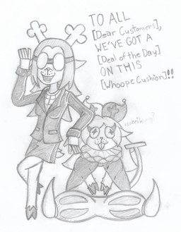 anthro antlers black_hair bottomwear buckteeth business_suit clothing deer_ears doll_joints eyewear female fusion goggles hair hooves horn pencil_skirt skirt solo suit teeth text unknown_artist deltarune undertale_(series) fan_character jevil_(deltarune) noelle_holiday spamelle spamton_g._spamton deer mammal new_world_deer reindeer hi_res