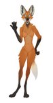 anthro breasts chest_tuft dipstick_limbs dipstick_tail featureless_breasts featureless_crotch female gesture looking_at_viewer markings nude open_mouth slim smile solo standing tail tail_markings tuft waving waving_at_viewer wetchop mary_(wetchop) canid canine mammal maned_wolf 2020 hi_res