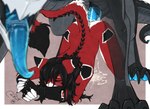 all_fours anthro anthro_on_feral anthro_penetrated bestiality big_penis black_hair black_markings blush bodily_fluids claws cum cum_inside duo eyes_closed female feral feral_penetrating feral_penetrating_anthro fur genital_fluids genitals hair huge_penis machine male markings paws penetration penis red_body red_fur sex silicone simple_background tongue vaginal white_body white_fur blokfort ara_(fluff-kevlar) vst_(fluff-kevlar) android felid feline mammal robot 2025
