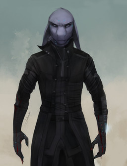 ambiguous_gender anthro black_clothing black_gloves black_handwear black_suit blood blood_on_hand blue_markings bodily_fluids clothing facial_markings front_view gloves green_background handwear head_markings male markings purple_body purple_eyes simple_background solo standing suit akrolayn seikman alien reydayz 2015 digital_media_(artwork) digital_painting_(artwork) hi_res painting_(artwork) portrait three-quarter_portrait