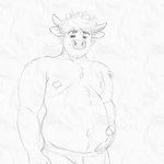 anthro belly clothing hand_on_belly holding_belly male navel overweight overweight_male slightly_chubby solo standing underwear amarox maxwell_(amarox) bovid bovine cattle mammal 1:1 digital_drawing_(artwork) digital_media_(artwork) hi_res monochrome sketch