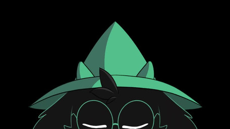 ambiguous_gender anthro black_body black_fur clothing eyewear floppy_ears fur glasses hat headgear headwear looking_at_viewer scarf simple_background smile solo sparkles kaittycat deltarune undertale_(series) ralsei bovid caprine darkner goat mammal 2018 2d_animation animated digital_media_(artwork) motion_tweening no_sound short_playtime video