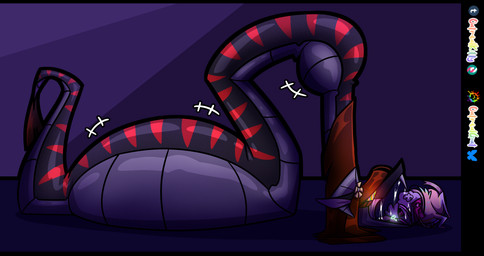 ambiguous_gender black_body black_scales claws extreme_size_difference fangs female female/female feral fur grey_body grey_scales hooves horn hypnosis inside_mouth mind_control neck_bulge oral_vore pink_body pink_fur red_stripes scales size_difference stripes teeth vore willing_prey paccarigoat lucifer_(paccarigoat) momo_(paccarigoat) alpaca alpaca_taur camelid camelid_taur humanoid_taur mammal mammal_taur reptile scalie snake taur hi_res