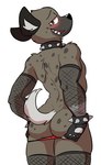 anthro armwear athletic athletic_anthro athletic_male blush bracelet brown_body brown_fur brown_spots butt clothed clothing collar crossdressing embarrassed femboy fingerless_gloves fishnet_armwear fishnet_clothing fishnet_legwear fur gloves hand_on_butt hand_on_own_butt handwear heart_eyes heart_symbol holding_butt inner_ear_fluff jewelry legwear looking_at_viewer looking_back looking_back_at_viewer male muscular muscular_femboy panties panties_down partially_clothed rear_view simple_background solo spiked_bracelet spiked_collar spikes spots stockings thick_thighs tuft twunk underwear underwear_down white_background artbyyellowdog aggretsuko sanrio haida_(aggretsuko) hyena mammal spotted_hyena 2019 digital_media_(artwork) hi_res