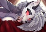 ahegao anthro bed black_nose blush blush_lines bodily_fluids breasts choker ear_piercing ear_ring eye_roll female female_anthro fluffy fur furniture grey_body grey_fur grey_hair hair jewelry kemono looking_pleasured lying necklace notched_ear on_bed on_front open_mouth piercing red_sclera ring_piercing saliva sharp_teeth solo spiked_choker spikes teeth tongue white_body white_fur conditional_dnp shirsha helluva_boss mythology loona_(helluva_boss) canid canid_demon canine demon hellhound mammal mythological_canine mythological_creature 2022 absurd_res digital_media_(artwork) hi_res