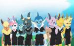 5_fingers angry anthro anthrofied black_body black_fur blue_body blue_eyes blue_fur brother_(lore) brothers_(lore) brown_body brown_fur canid canine clothed clothing eevee eeveelution elemental_creature espeon evolutionary_family eyes_closed fingers fist flareon flora_fauna fur generation_1_pokemon generation_2_pokemon generation_4_pokemon generation_6_pokemon glaceon group hand_on_head hi_res jolteon leafeon littlerager male mammal marine nintendo orange_body orange_eyes orange_fur plant pokemon pokemon_(species) pokemorph purple_body purple_eyes purple_fur red_eyes sibling_(lore) simple_background soccer_uniform sportswear standing sylveon tail umbreon uniform vaporeon yellow_body yellow_fur young young_anthro