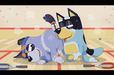 accessory all_fours anthro anthro_on_anthro anus arched_back backsack balls bodily_fluids butt butt_sniffing duo erection eyebrows foreskin fur genitals headband humanoid_genitalia humanoid_penis inside kneeling long_foreskin looking_at_another looking_back looking_back_at_another looking_pleasured male male/male masturbation musk musk_cloud narrowed_eyes nude penile penile_masturbation penis perineum sex shadow smile sniffing style_emulation sweat tail tail_grab tennis_court tennis_racket tongue tongue_out toony tuft unretracted_foreskin wristband delirost bluey_(series) bandit_heeler stripe_heeler australian_cattle_dog canid canine canis cattledog domestic_dog herding_dog mammal pastoral_dog brother_(lore) brothers_(lore) incest_(lore) sibling_(lore)