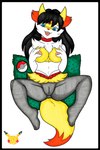 2_toes 3_fingers after_transformation anthro bare_shoulders barefoot big_breasts black_body black_border black_fur black_hair blue_eyes border bottomless braixen breast_fondling breast_play breasts canid canine chest_tuft choker clothed clothing crown ears_up erect_nipples eyelashes feet female fingers fluffy fluffy_tail fondling front_view fur generation_1_pokemon generation_6_pokemon genitals hair hand_on_breast headgear hedge huge_breasts ivanks jewelry long_hair long_tail looking_down_at_self looking_pleasured lying mammal mostly_nude necklace nintendo nipples on_back open_mouth orange_body orange_fur pikachu plant pokeball pokemon pokemon_(species) pokemorph presenting presenting_pussy pupils pussy red_nose rei_hino sailor_mars sailor_moon_(series) self_fondle shrub simple_background slit_pupils snout solo species_transformation tail teeth thick_thighs tiara toes tongue topless torn_clothing transformation tuft white_background white_body white_fur yellow_body yellow_fur