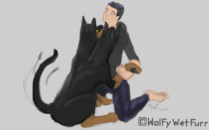 agent_broker feral feral_focus kissing lateral licking male tongue wolfywetfurr_(artist) between_worlds infinite rift_silverwater canid canine canis dobermann domestic_dog human mammal pinscher 16:10 widescreen
