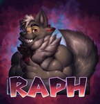 anthro big_muscles big_tail gesture hair hand_gesture huge_muscles long_hair male muscular raph_lupus smile solo tail text thumbs_up iaian_luxo_fox canid canine canis mammal wolf hi_res