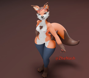 areola barbell_piercing chest_tuft female navel navel_piercing nipple_dip nipple_piercing nipples piercing smile solo tuft canid canine fox mammal 3d_(artwork) blender_(artwork) digital_media_(artwork)