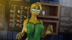 anthro apron big_breasts blue_eyes breasts butt clothing container cup female green_apron green_clothing holding_container holding_cup holding_object holding_pen looking_at_viewer machine menu menu_board pen service_menu solo text waiter yellow_body magniym five_nights_at_freddy's five_nights_at_freddy's_2 i_mean_breast_milk scottgames starbucks toy_chica_(fnaf) toy_chica_(psychojohn2) animatronic robot 16:9 3d_(artwork) digital_media_(artwork) english_text hi_res meme widescreen