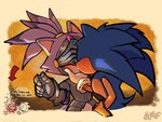 anthro armor blue_eyes blush chibi clothing duo female gloves handwear kiss_on_lips kissing male male/female purple_body simple_background speech_bubble text spidercheetos sega sonic_and_the_black_knight sonic_storybook_series sonic_the_hedgehog_(series) blaze_the_cat sir_percival_(sonic_and_the_black_knight) sonic_the_hedgehog domestic_cat eulipotyphlan felid feline felis hedgehog mammal 2024 hi_res signature