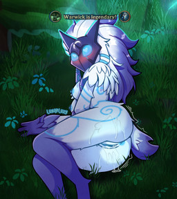 anthro anus blue_anus blue_hair blue_nipples blue_vulva blush bodily_fluids cum cum_in_ass cum_in_vagina cum_inside female female_anthro forest forest_background fur genital_fluids genitals hair mask mask_only nature nature_background nipples nude nude_anthro nude_female plant solo tree vulva wearing_mask lunarluxy league_of_legends riot_games tencent kindred_(lol) lamb_(lol) warwick_(lol) bovid caprine mammal absurd_res hi_res