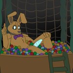 5_fingers anthro ball_pit big_ears blue_penis bow_tie fingers genitals glowing glowing_eyes glowing_genitalia humanoid_genitalia lying machine male on_back penis simple_background simple_coloring solo delta's_art five_nights_at_freddy's into_the_pit scottgames spring_bonnie_(fnaf) animatronic lagomorph leporid mammal rabbit robot 1:1 hi_res