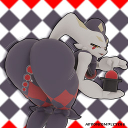 anal anal_bead_pull anal_beads anal_beads_in_ass anal_penetration anthro blush butt clothing dupin_(seriuswolf) female hat headgear headwear jester magic object_in_ass penetration sex_toy sex_toy_in_ass sex_toy_insertion solo top_hat addoncomplete86 seriuswolf_(modeler) palworld pocketpair dupin_(pal) 1:1 absurd_res hi_res huge_filesize