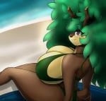 anthro anthrofied beach big_breasts bikini breasts cleavage clothed clothing female huge_breasts pokemorph seaside solo swimwear thick_thighs two-piece_swimsuit wide_hips xwingedvixenx nintendo pokemon deer generation_5_pokemon mammal pokemon_(species) sawsbuck summer_sawsbuck