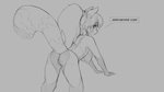 16:9 2020 ailurid anthro breasts butt dialogue digital_drawing_(artwork) digital_media_(artwork) english_text female hair jenda_(jen-c) looking_back mammal monochrome nipples ponytail presenting presenting_hindquarters raised_tail rear_view red_panda smile solo tail text watsup widescreen