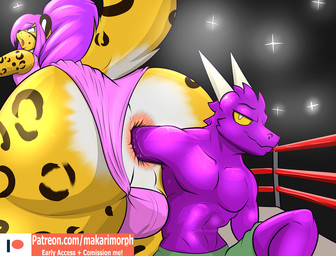 ahegao anal anal_fisting anal_penetration anthro anthro_on_anthro anus bent_over big_butt bulge butt clothed clothing competition deep_fisting duo femboy fighting_ring fisting hair horn looking_back looking_pleasured lost_my_keys male male/male male_penetrated male_penetrating male_penetrating_male muscular muscular_male penetration ponytail sex sexual_competition sexual_fight size_difference smug tail wide_hips wrestling makarimorph mythology bieesha dragon felid mammal mythological_creature mythological_scalie scalie