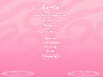 anthro biped black_sclera blush covering covering_crotch covering_self femboy fur green_eyes hair male monotone_body monotone_fur pink_eyes pink_tentacles smile solo standing tentacles text white_body white_fur white_hair whygena reggie_(whygena) mammal murid murine rat rodent 2025 2d_animation animated digital_media_(artwork) english_text model_sheet