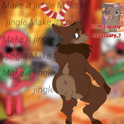 anthro embarrassed genitals group half-erect humiliation humiliation_fetish male penis reference_to_character satire toony twerking young crookedcrow blushcrunch_studio dandy's_world roblox rudie_(dandy's_world) deer mammal new_world_deer reindeer hi_res redraw tagme