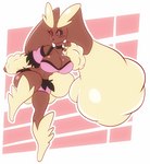 anthro big_breasts breasts brown_body cleavage clothed clothing eyebrows female solo thick_eyebrows solratic nintendo pokemon bonita_(solratic) generation_4_pokemon lopunny pokemon_(species) hi_res