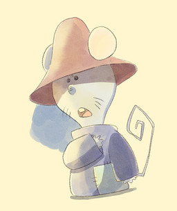 4_fingers anthro biped blue_body chibi clothed clothing fingers hat headgear headwear simple_background solo hikari_gamba gamba_no_bouken gamba_no_bouken_(series) shijin mammal mouse murid murine rodent 2024 hi_res