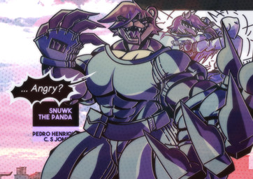 alternate_costume anthro clothed clothing comic_panel duo_in_panel facial_scar fighting_over_boy growth gun male male_anthro motion_lines movement muscle_growth nails pose ranged_weapon robber scar scars_all_over solo_focus teasing teasing_viewer teeth teeth_showing text_box thief tongue weapon snuwkthelewd darkson_(berettiger26) bear brown_bear human mammal ursine 2025 hi_res