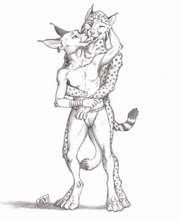 5_fingers amputee anthro barefoot breasts clothed clothing digitigrade dipstick_tail disability duo ear_piercing ear_ring ear_tuft feet female fingers fur hand_on_head hand_on_wrist looking_down looking_down_at_partner looking_up_at_partner male markings missing_hand nude one_eye_closed open_mouth piercing ring_piercing shadow simple_background smile spots spotted_body spotted_fur spotted_markings spotted_tail standing striped_markings striped_tail stripes tail tail_markings tongue tongue_out topless tuft underwear white_background wraps wrist_wraps 0laffson kari_(0laffson) shadi_(0laffson) caracal caracal_(genus) cheetah felid feline hybrid lynx mammal 2019 graphite_(artwork) hi_res signature sketch traditional_media_(artwork)