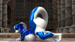 anthro ass_up big_breasts big_butt blue_body blue_eyes blue_scales breasts butt clothed clothing female huge_breasts huge_butt looking_at_viewer nipples non-mammal_breasts nude open_mouth question_mark scales shaking_butt snake_hood solo thick_thighs tongue twerking white_body shadedance nisha_(bluedingo) cobra reptile scalie snake 16:9 3d_(artwork) 3d_animation animated blender_(artwork) digital_media_(artwork) hi_res loop no_sound short_playtime webm widescreen