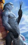 abs against_pillar against_surface anthro balls biceps big_muscles blue_sky cloud day detailed_background dutch_angle eyes_closed fin fishing_net flaccid foreskin genitals head_fin holding_object holding_weapon humanoid_genitalia humanoid_penis male melee_weapon muscular muscular_anthro muscular_male navel net nipples nude open_mouth open_smile partially_retracted_foreskin pecs penis pillar polearm scar scars_all_over sea serratus side_view sky smile solo standing tricep trident v-cut water weapon chunie cetacean dolphin mammal marine oceanic_dolphin toothed_whale 2020 adobe_photoshop_(artwork) digital_media_(artwork) digital_painting_(artwork) hi_res portrait three-quarter_portrait