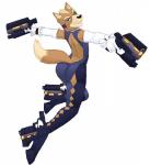 action_pose alternate_costume anthro brown_body brown_fur butt clothed clothing clothing_swap crossdressing footwear fur gun high_heels male pointing_gun pose ranged_weapon shoes solo tight_clothing weapon hicanyoumooforme bayonetta bayonetta_(series) nintendo platinumgames star_fox fox_mccloud canid canine fox mammal hi_res