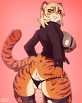 anthro big_breasts big_butt breasts butt clothing genital_piercing genitals guiche_piercing gynomorph intersex panties penis penis_piercing piercing solo underwear littlesheep kass_(generaldegeneracy) felid mammal pantherine tiger absurd_res hi_res