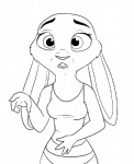 anthro breasts buckteeth clothing crop_top ears_down female long_ears looking_at_viewer open_mouth panties pivoted_ears shirt simple_background solo teeth topwear underwear white_background hamsy disney zootopia judy_hopps european_rabbit lagomorph leporid mammal oryctolagus rabbit 2017 half-length_portrait monochrome portrait